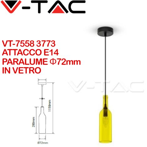 Lampadario a Sospensione Forma Bottiglia In Vetro Colore Giallo Attacco E14 Per Ristorante Sushi Bar SKU-3773