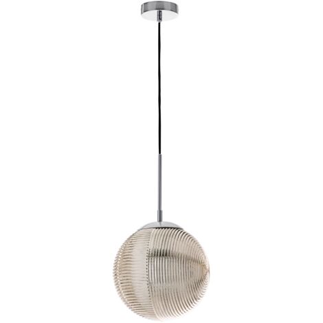 "Lampadario a sospensione GREENWICH in vetro ondulato grigio"