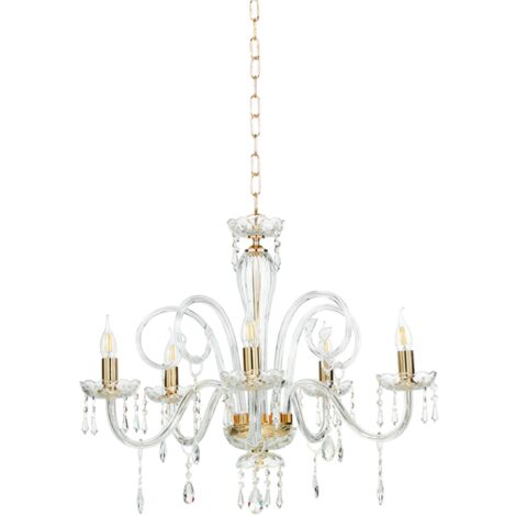 Lampadario a sospensione in cristallo D72 cm MARIATERESA liscio 5 luci