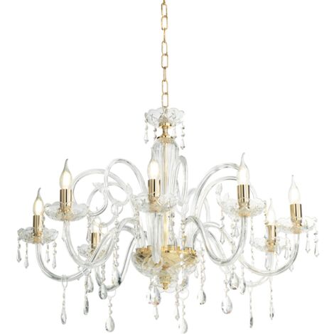 Lampadario a sospensione in cristallo MARIATERESA D82 cm liscio 8 luci