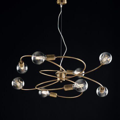 Lampadario a sospensione in ferro Bronzo Spazzolato otto luci 70x h33 cm