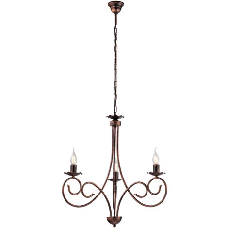 Lampadario a sospensione in ferro Nero DECO Rame tre luci 50x h60 cm