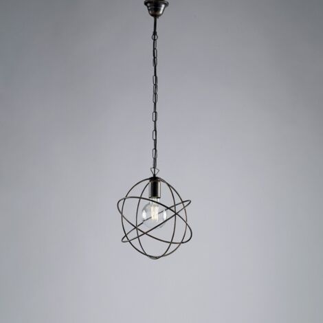 Lampadario a sospensione in ferro Nero Oro una luce 29x h32 cm