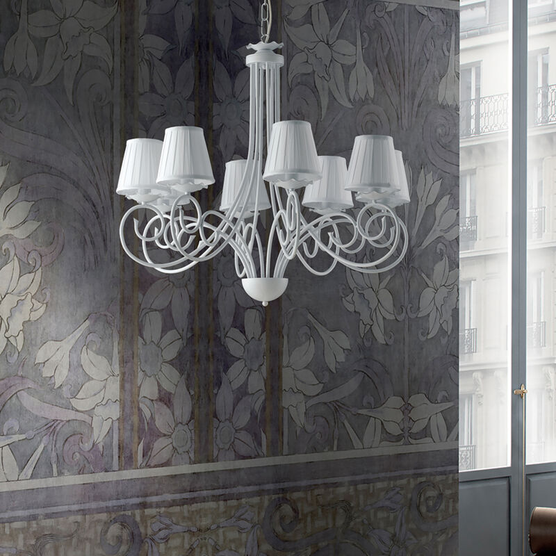 Lampadario Provenzale 8 Luci Ferro Battuto e
