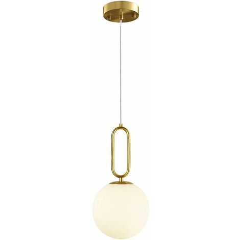 Lampadario a sospensione in metallo color bronzo con sfera luminosa opaca bianca in vetro G9