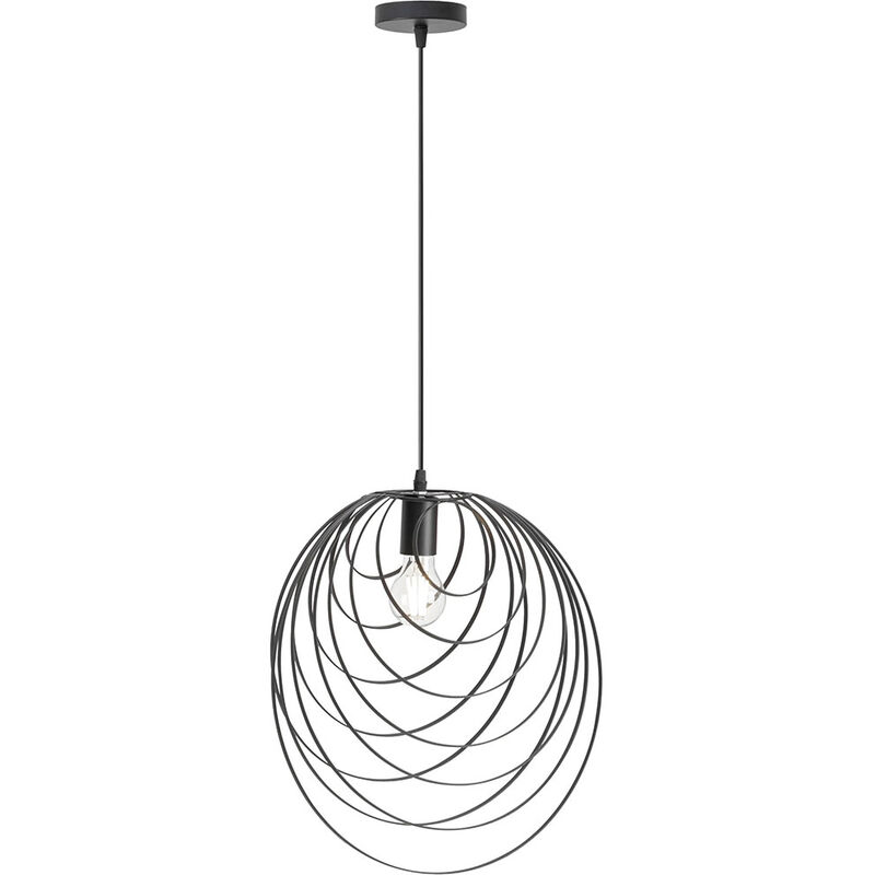 Image of Vetrineinrete - Lampadario a sospensione in metallo nero attacco E27 lampada geometrica da soffitto decorativa