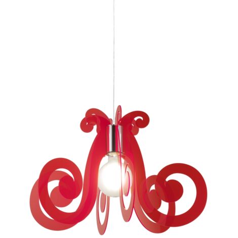 Lampadario a sospensione in Plexiglas MIZAR Rosso diametro 64x h41 cm