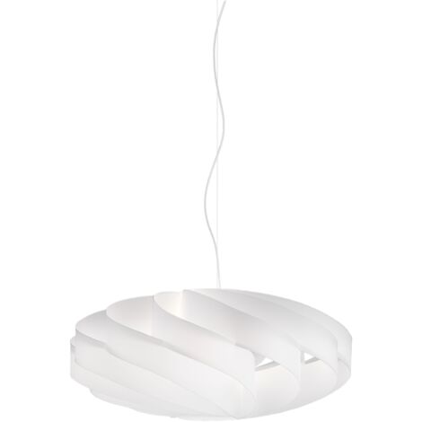 Lampadario a sospensione in Polilux FLAT tre luci Bianco diametro 70x h34 cm