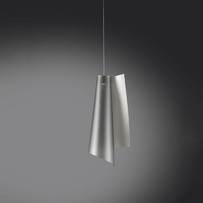 Image of Linea Zero - Sospensione Moderna a 1 Luce Vela In Polilux Argento H50 Made In Italy - Argento