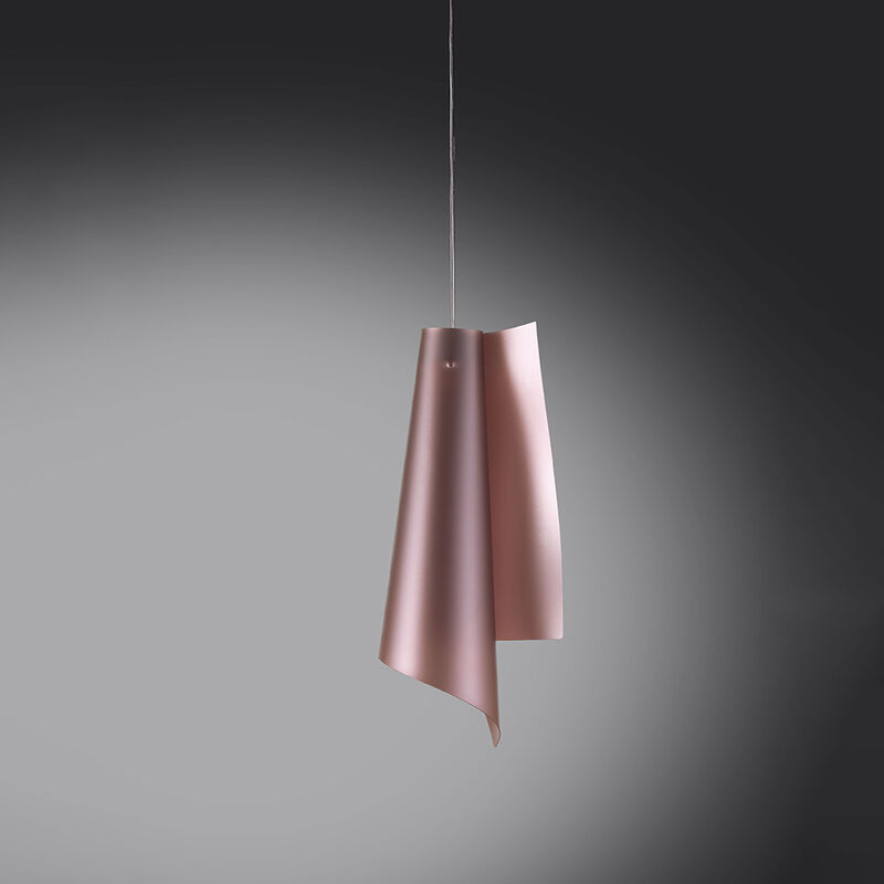 Image of Sospensione Moderna a 1 Luce Vela In Polilux Rosa Metallico H50 Made In Italy - Metallico