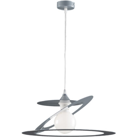 Lampadario a sospensione in taglio laser ferro Grigio una luce diametro 40x h18 cm