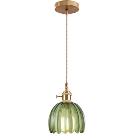 Lampadario a sospensione in vetro retrò per interni, lampada a sospensione vintage E27 da 15 cm per ristorante soggiorno camera da letto cucina bar corridoio (senza lampadina)