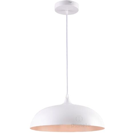 Lampadario a sospensione industriale a campana 35cm in metallo con attacco E27 vintage per salotto cucina nero bianco  Bianco