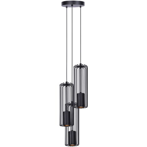 Lampadario a sospensione Kaja Falcon nero metallo 3xGU10