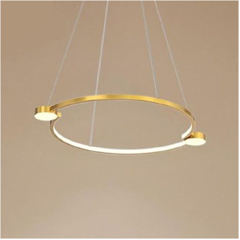 Image of Trade Shop Traesio - Lampadario a Sospensione Led 20w Cerchio Con Telecomando Design Moderno Oro 71088 -