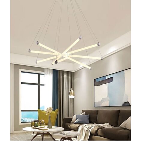 Lampadario a sospensione led 55w con stecche bacchette incrociate design moderno luce bianco naturale  Naturale