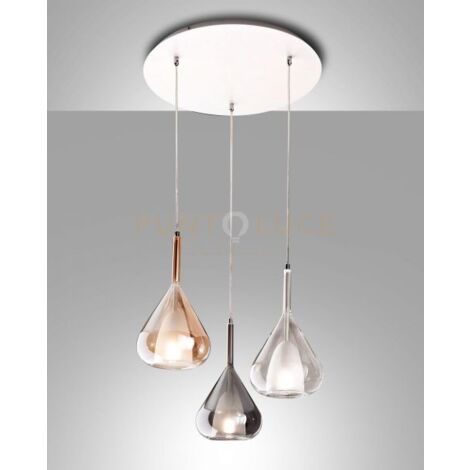 Lampadario a sospensione Lila a Led in metallo e vetro borosilicato 3481-47-297 Fabas Luce