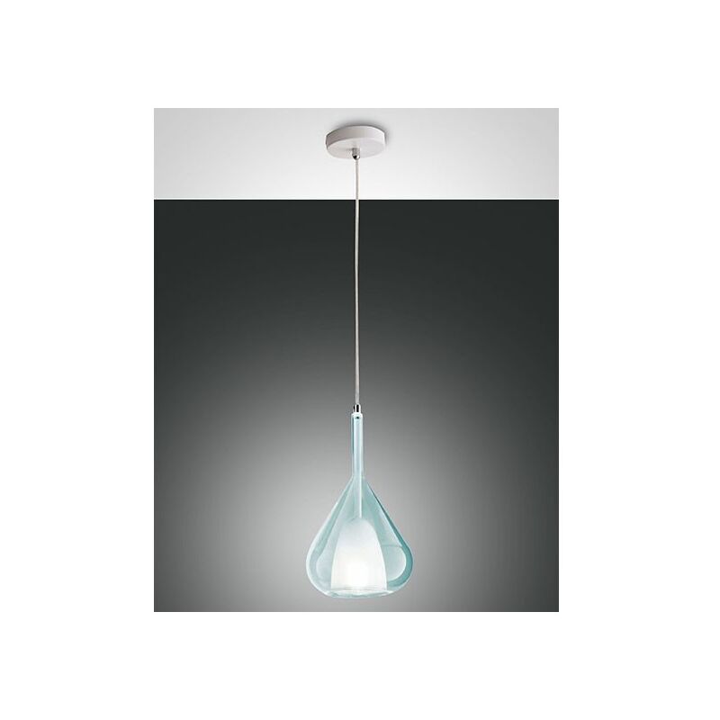 Lustre suspension LED Lila en métal et verre borosilicate Bleu transparent 3481-40-244 Fabas Luce