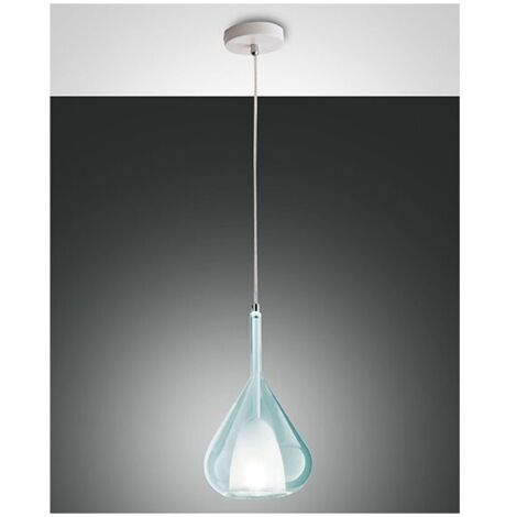 Lampadario a sospensione Lila a Led in metallo e vetro borosilicato Azzurro trasparente 3481-40-244 Fabas Luce