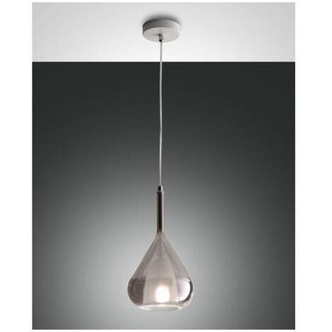 Lampadario a sospensione Lila a Led in metallo e vetro borosilicato fumè 3481-40-126 Fabas Luce