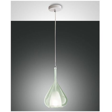 Lampadario a sospensione Lila a Led in metallo e vetro borosilicato verde trasparente 3481-40-140 Fabas Luce