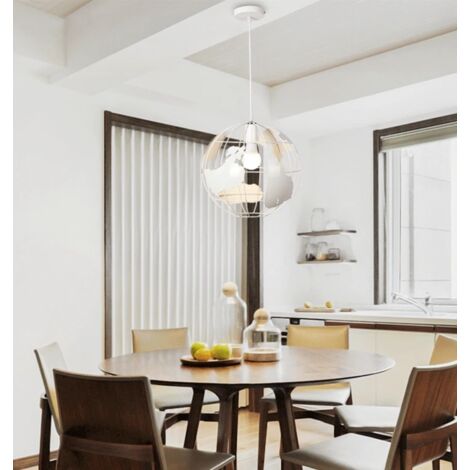 Lampadario a sospensione mappamondo E27 in metallo nero bianco sfera globo sospeso  Bianco