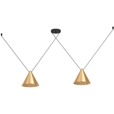 Lampadario A Sospensione Minimal Narices 1 Acciaio Nero Ottone 2 Luci E27