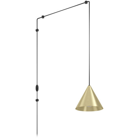 Lampadario A Sospensione Minimal Narices Acciaio Ottone Spazzolato 1 Luce E27