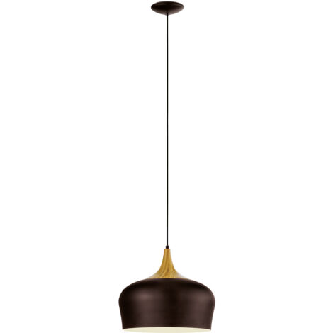 Lampadario A Sospensione Minimal Obregon Acciaio Marrone Crema 1 Luce E27