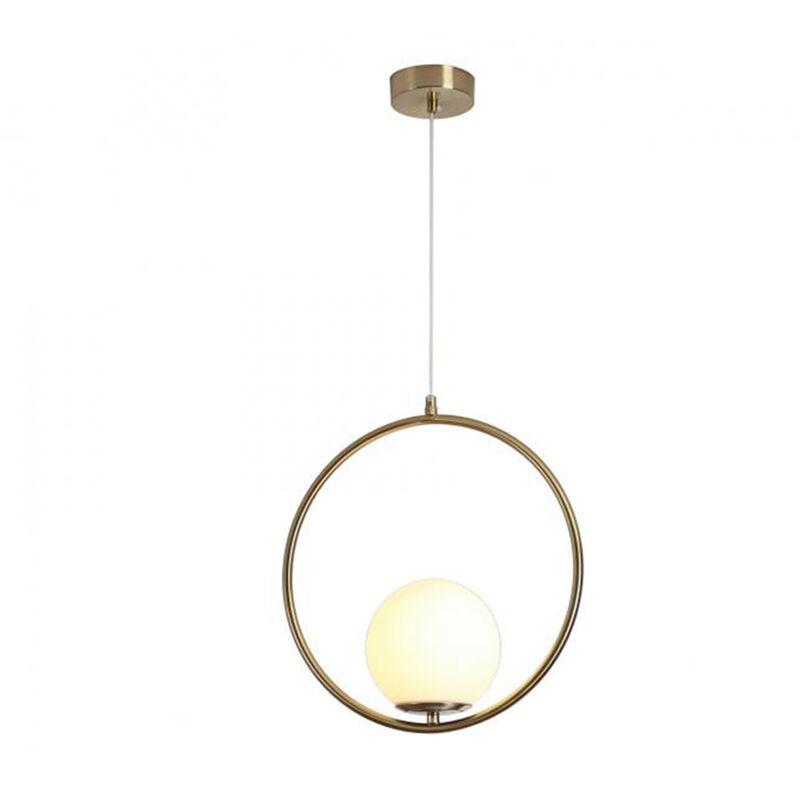 Image of Lampadario a sospensione minimalista lampada per tavolo in metallo bronzo con sfera in vetro per cucina camera da letto G9