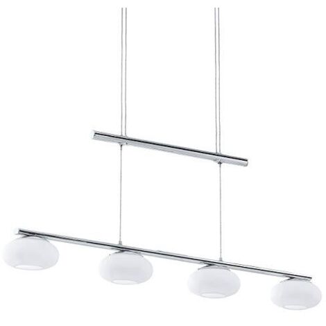 Lampadario A Sospensione Moderno Aleandro 1 Acciaio Cromo Vetro 4 Luci Led 4,5W