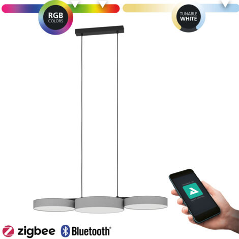 Lampadario A Sospensione Moderno Barbano-Z Acciaio Nero 3 Luci Led 7,5W