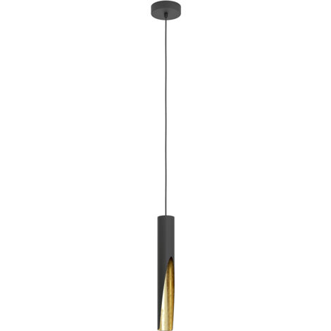 Lampadario A Sospensione Moderno Barbotto Acciaio Nero Oro 1 Luce Gu10 4,5W