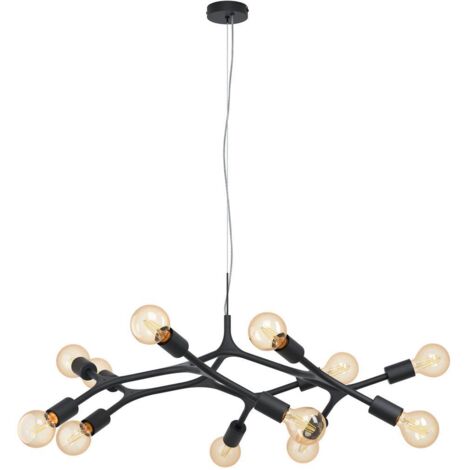 Lampadario A Sospensione Moderno Bocadella Acciaio Nero 12 Luci E27