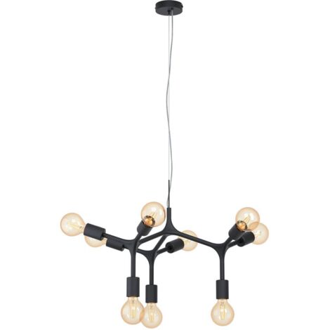 Lampadario A Sospensione Moderno Bocadella Acciaio Nero 9 Luci E27