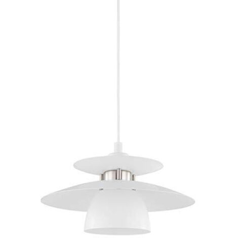 Lampadario A Sospensione Moderno Brenda Acciaio Bianco Nichel 1 Luce E27
