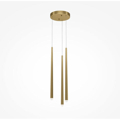 Lampadario A Sospensione Moderno Cascade Alluminio Ottone 3 Luci Led 18W