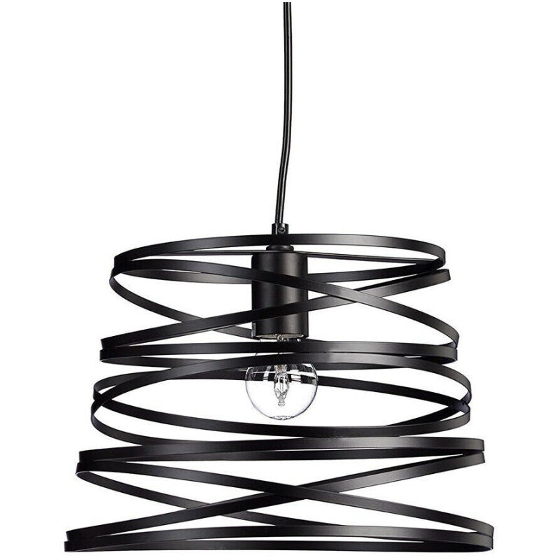 Lampadario a Sospensione Moderno Con Paralume Metallo Vortice Traforato Nero A08 - - Trade Shop Traesio
