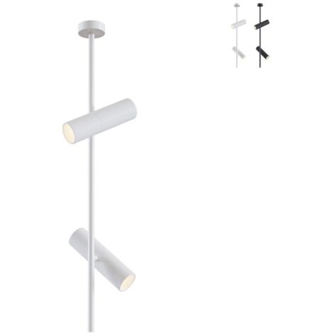 Lampadario A Sospensione Moderno Elti Alluminio Bianco 2 Luci Gu10 50W