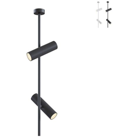 Lampadario A Sospensione Moderno Elti Alluminio Nero 2 Luci Gu10 50W
