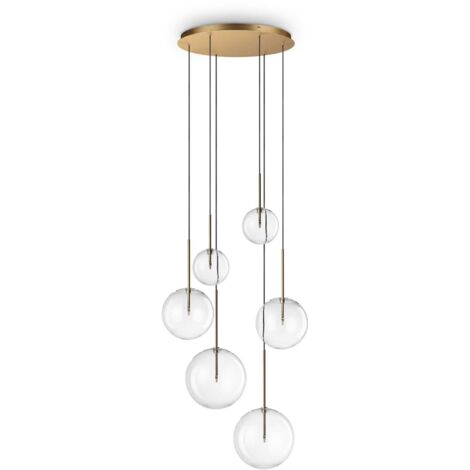 Lampadario A Sospensione Moderno Equinoxe Metallo Ottone 6 Luci G4 2W Ip20
