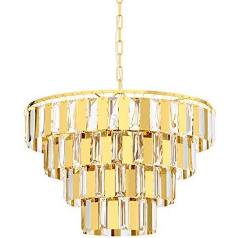 Lampadario A Sospensione Moderno Erseka Acciaio Ottone Cristallo 7 Luci E14