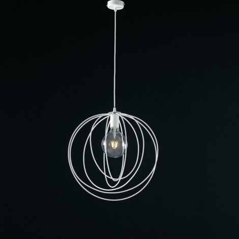 Lampadario a sospensione moderno in ferro Bianco una luce 42x h45 cm