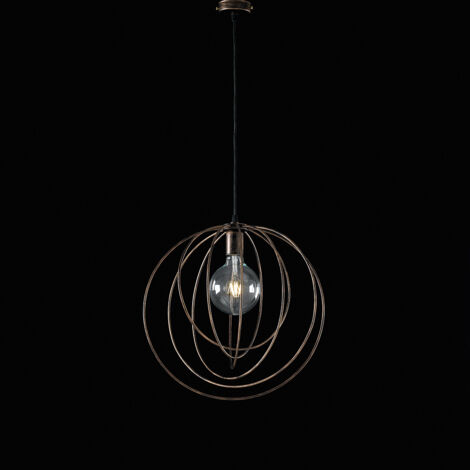 Lampadario a sospensione moderno in ferro Nero decorazione Rame una luce 42x h45 cm