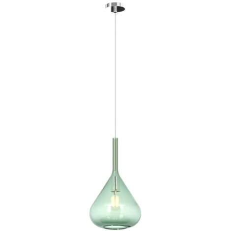 Lampadario a sospensione moderno Kona 1 luce vetro verde - Attacco E27 - Regolabile fino a 250cm d.20