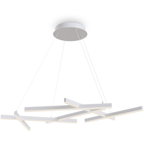 Lampadario A Sospensione Moderno Line Alluminio Bianco 6 Luci Led 79W