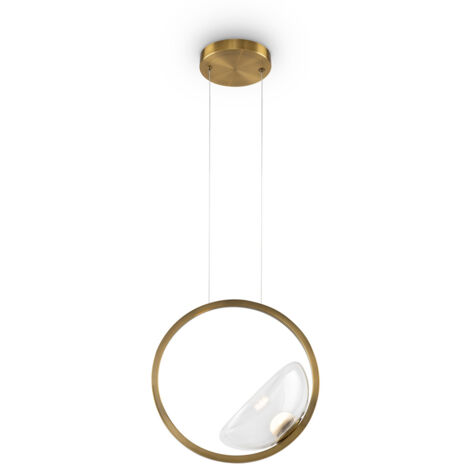 Lampadario A Sospensione Moderno Lunare Metallo Ottone Vetro Luce Led 5W