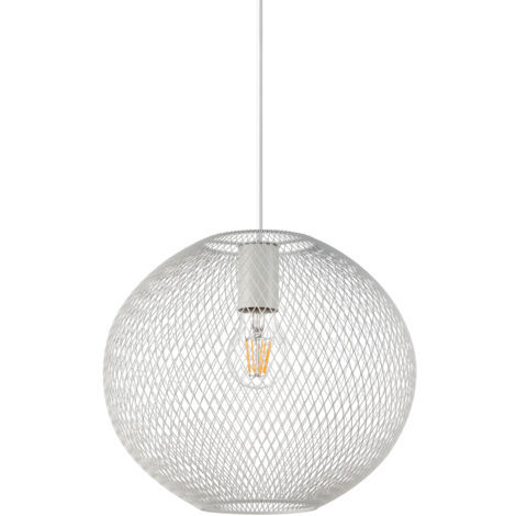 Lampadario A Sospensione Moderno Net Metallo Bianco 1 Luce E27 42W Ip20