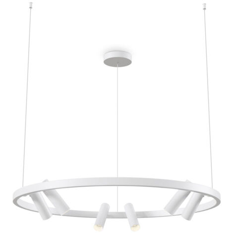 Lampadario A Sospensione Moderno Satellite Metallo Bianco Acrilico Luce Led 42W