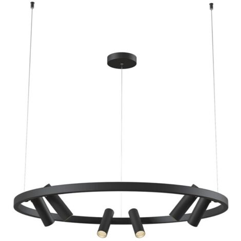 Lampadario A Sospensione Moderno Satellite Metallo Nero Acrilico 6 Luci Led 42W
